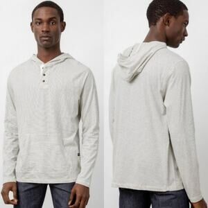 Rails NWT Men's Weston Cream Navy Stripe Hooded Pullover Size XL 100% Cotton